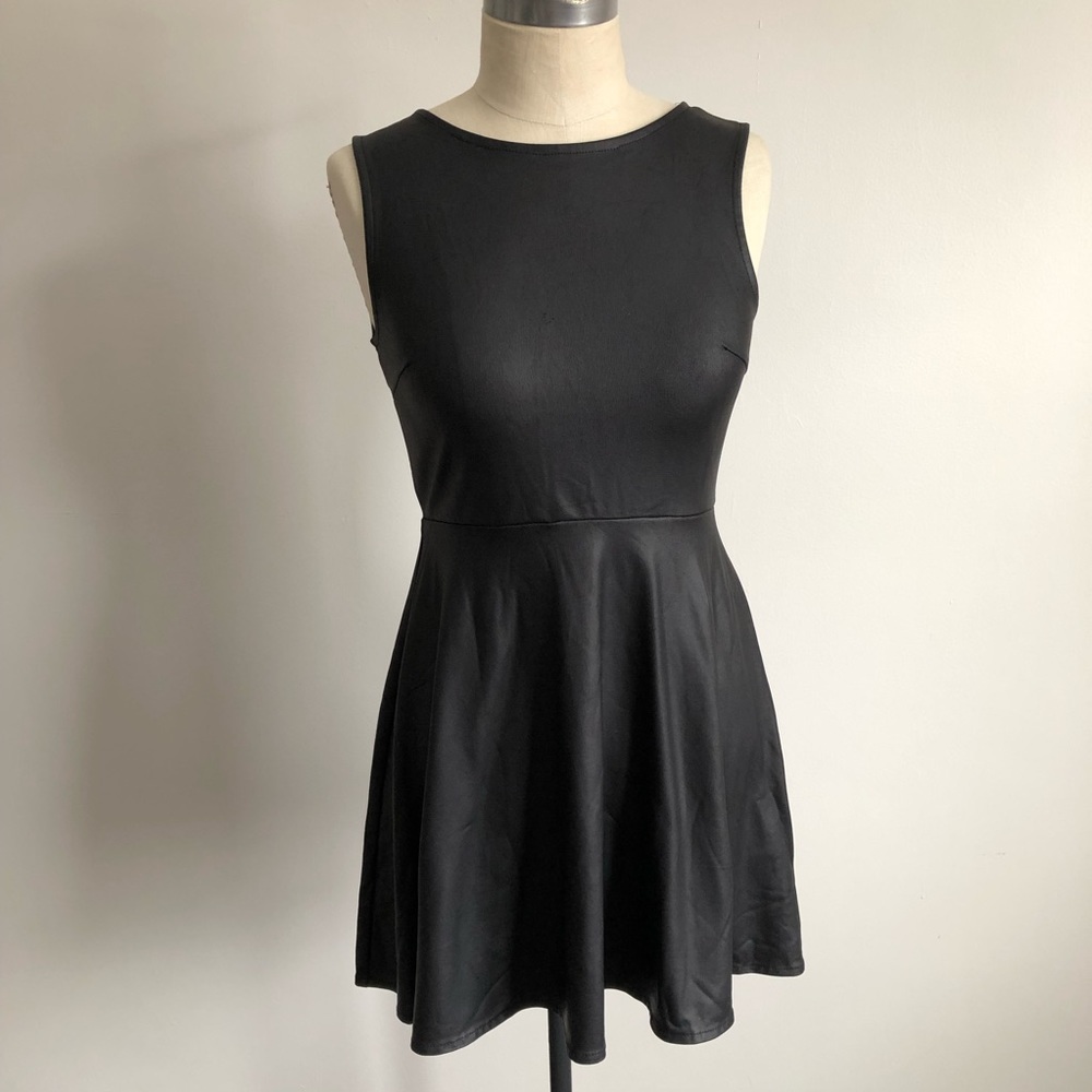 Faux Black Dress Zipper Back